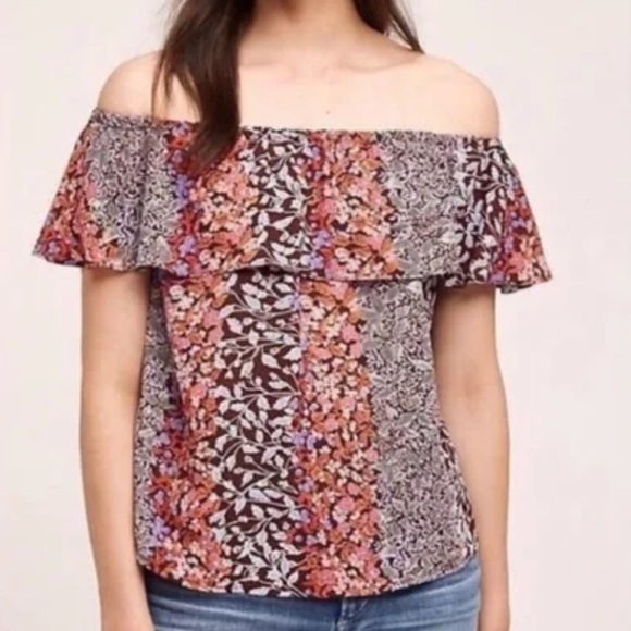 Anthropologie Maeve Villita Floral Off The Shoulder Blouse - Picture 2 of 6